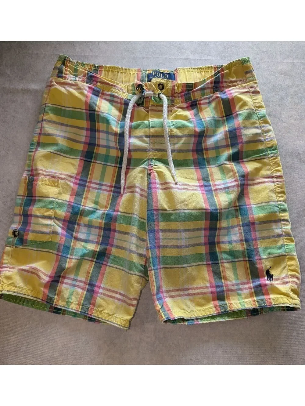 Vintage 90s/Y2K Polo Ralph Lauren Rainbow Madras Swim Trunks